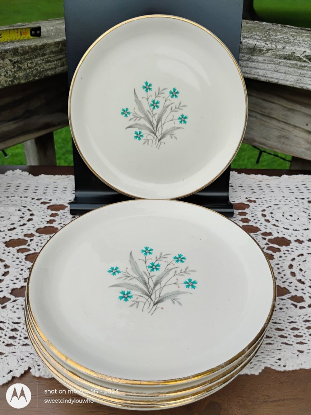 Scio Pottery Company Lot of 5 salad or bread plates Hampton Pattern circa 1960s
